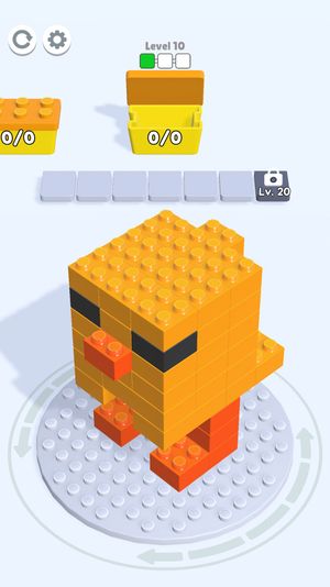 A screenshot of Brick Jam 3D, showing a level with a bunch of colorful bricks.