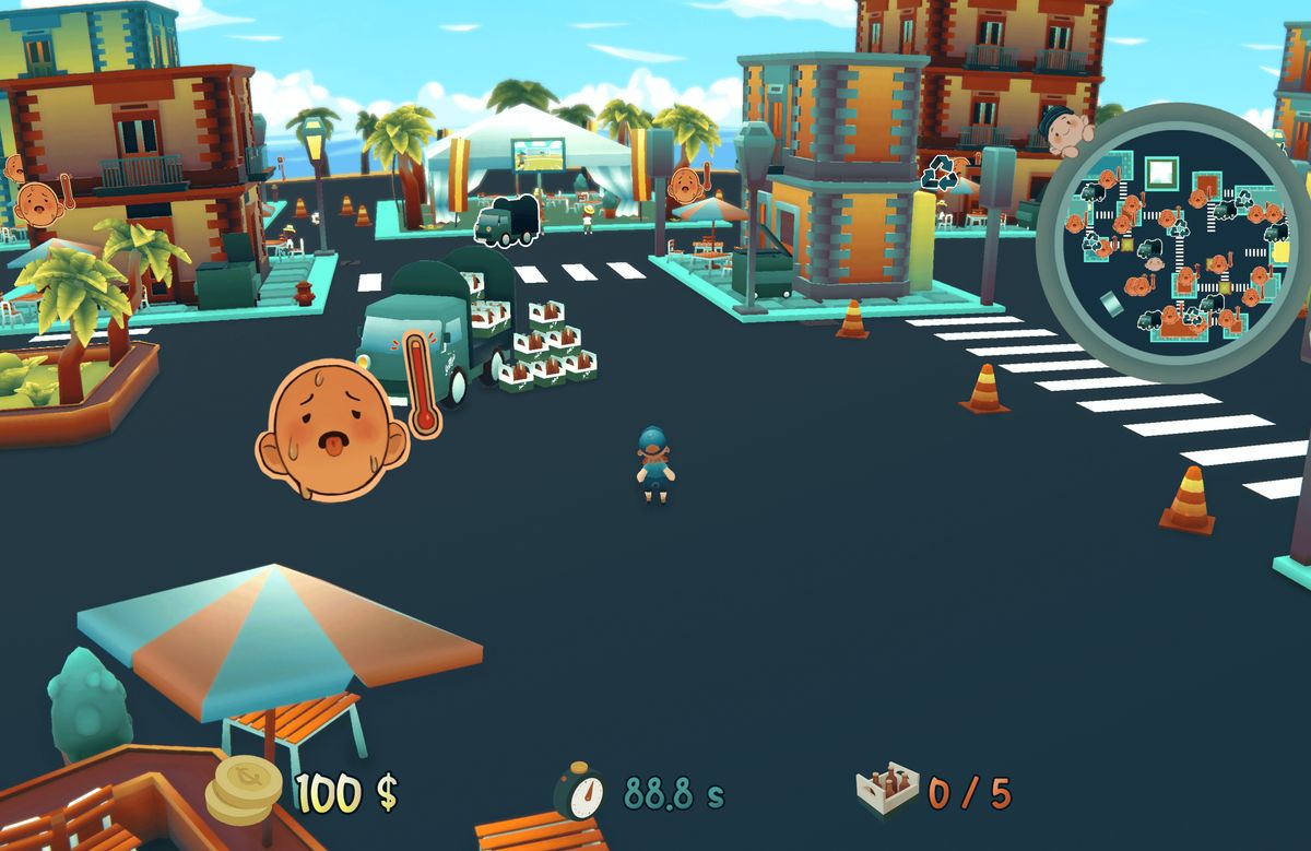 Screenshot of Delivery On Time, showing the main character from the back