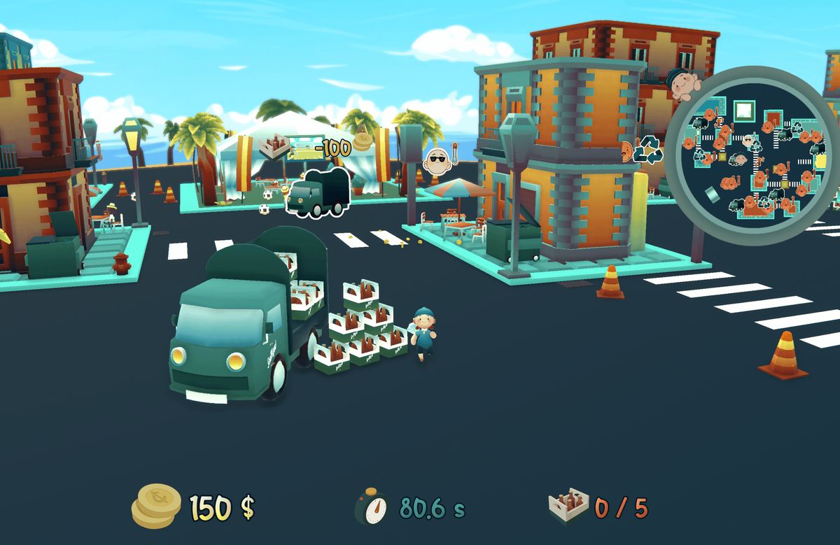 Screenshot of Delivery On Time, showing the main character running towards the camera