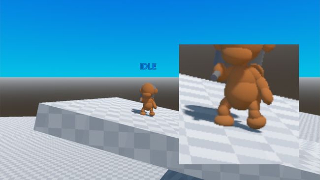A screenshot showing the feet placement of the character before adding any support for ramps and slopes. A screenshot showing the feet placement of the character before adding any support for ramps and slopes.
